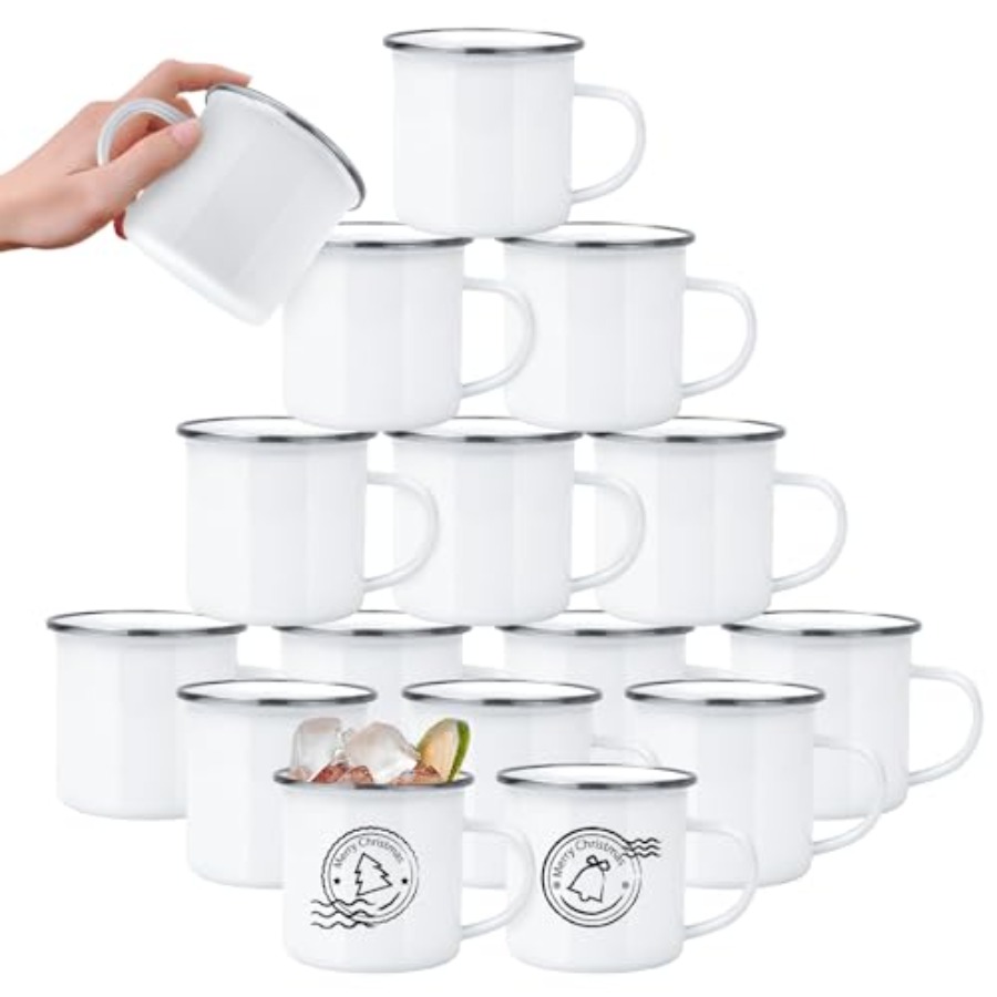 Sublimation Mug White - 16 Pack Sublimation Blanks Enamel Mug