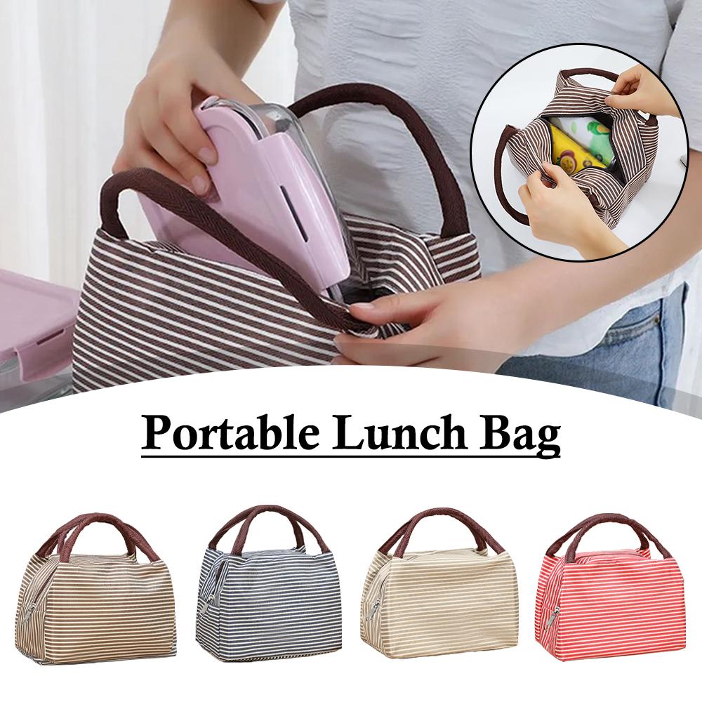 Striped Insulated Lunch Bag Po - Tote Bag Sublimation 리뷰 및 가격