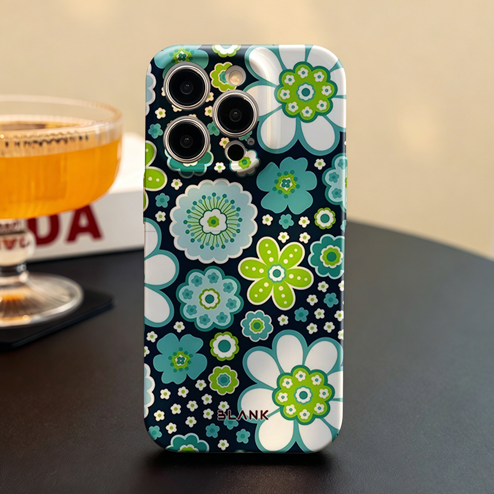 Blue and Green Floral Print Fo - Phone Case Blank Print 리뷰 및 가격