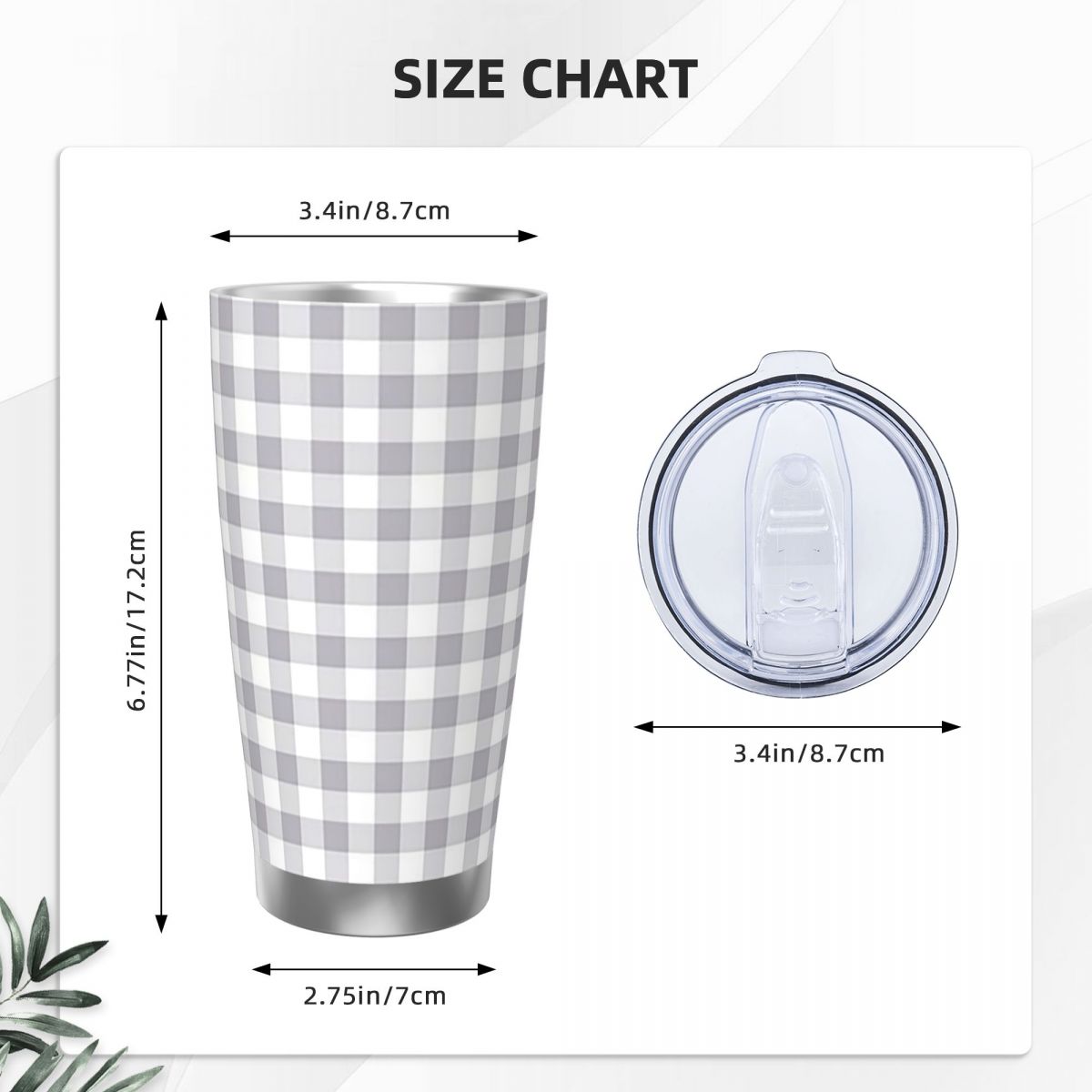 Gray And White Gingham Stainle - Tumbler 20Oz White 리뷰 및 가격
