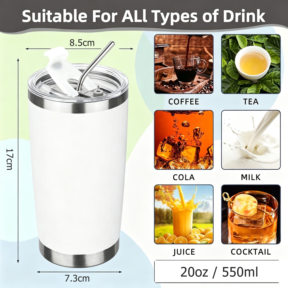 20oz Tumbler Mug with Lid and  - Tumbler 20Oz White 리뷰 및 가격